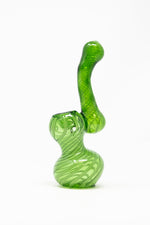 6" Premium Glass Green Swirl Bubbler w/ Carb Hole