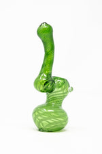 Olive Drab 6" Premium Glass Green Swirl Bubbler w/ Carb Hole StonedGenie.com Bubblers