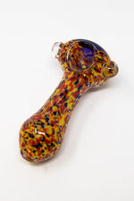 5" Red/Yellow Splatter Thick Glass Spoon Hand Pipe w/ Carb Hole