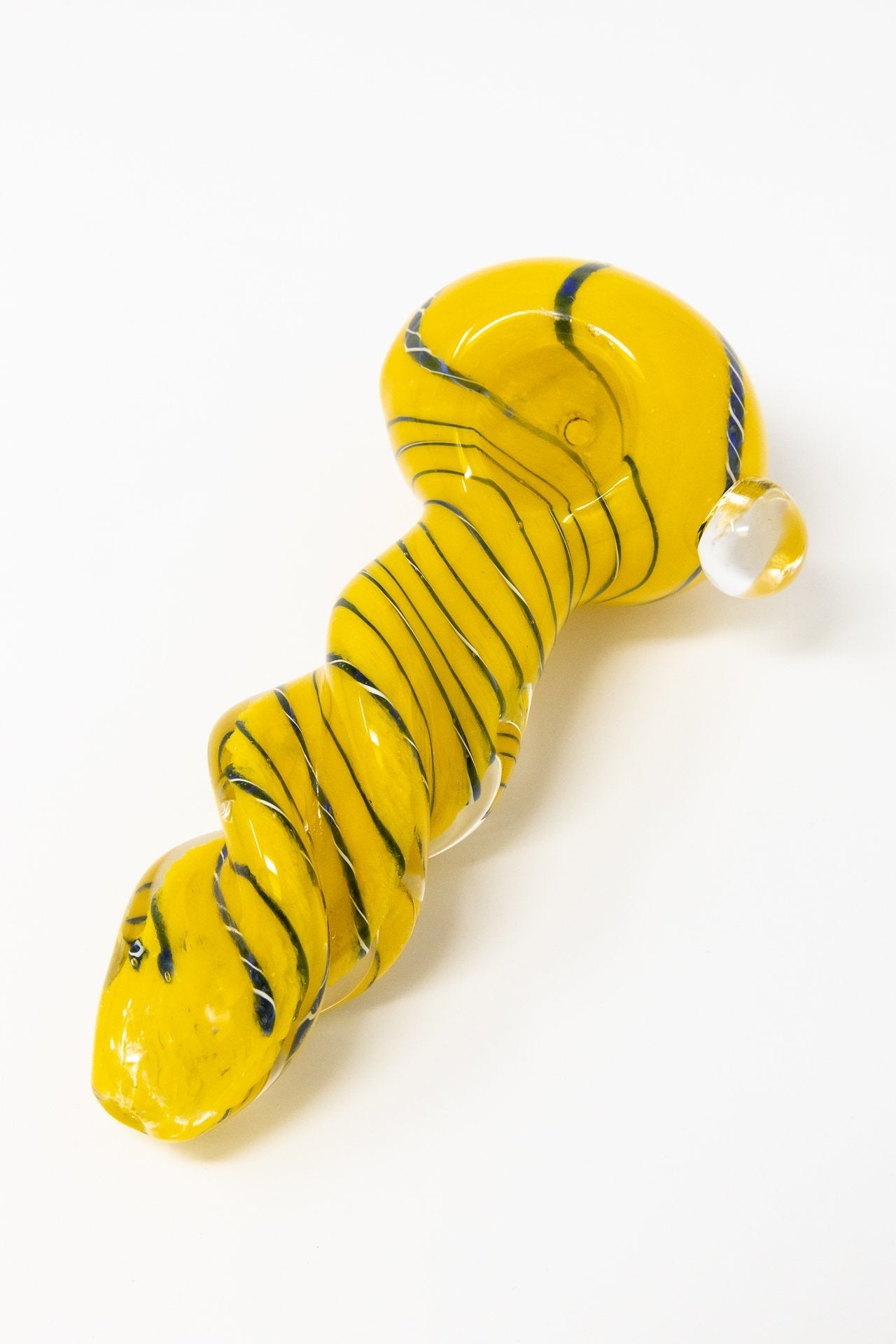 5" Yellow Twisted Thick Glass Spoon Hand Pipe w/ Carb Hole