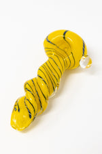 5" Yellow Twisted Thick Glass Spoon Hand Pipe w/ Carb Hole
