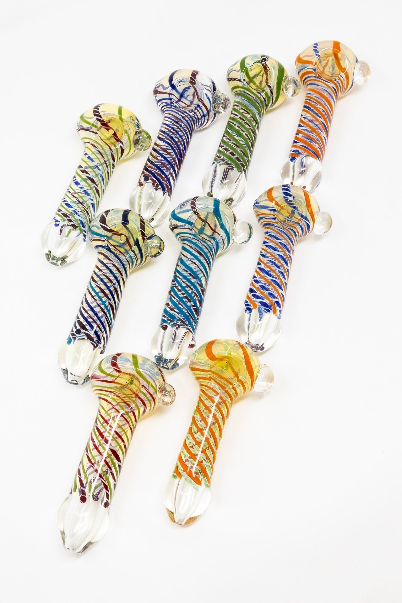 Tan 5" Fumed Swirl Thick Glass Designer Hand Smoking Pipe w/ Carb Hole StonedGenie.com Glass Pipes