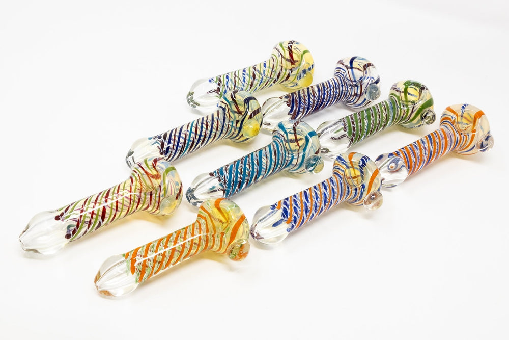5" Fumed Swirl Thick Glass Designer Hand Smoking Pipe w/ Carb Hole