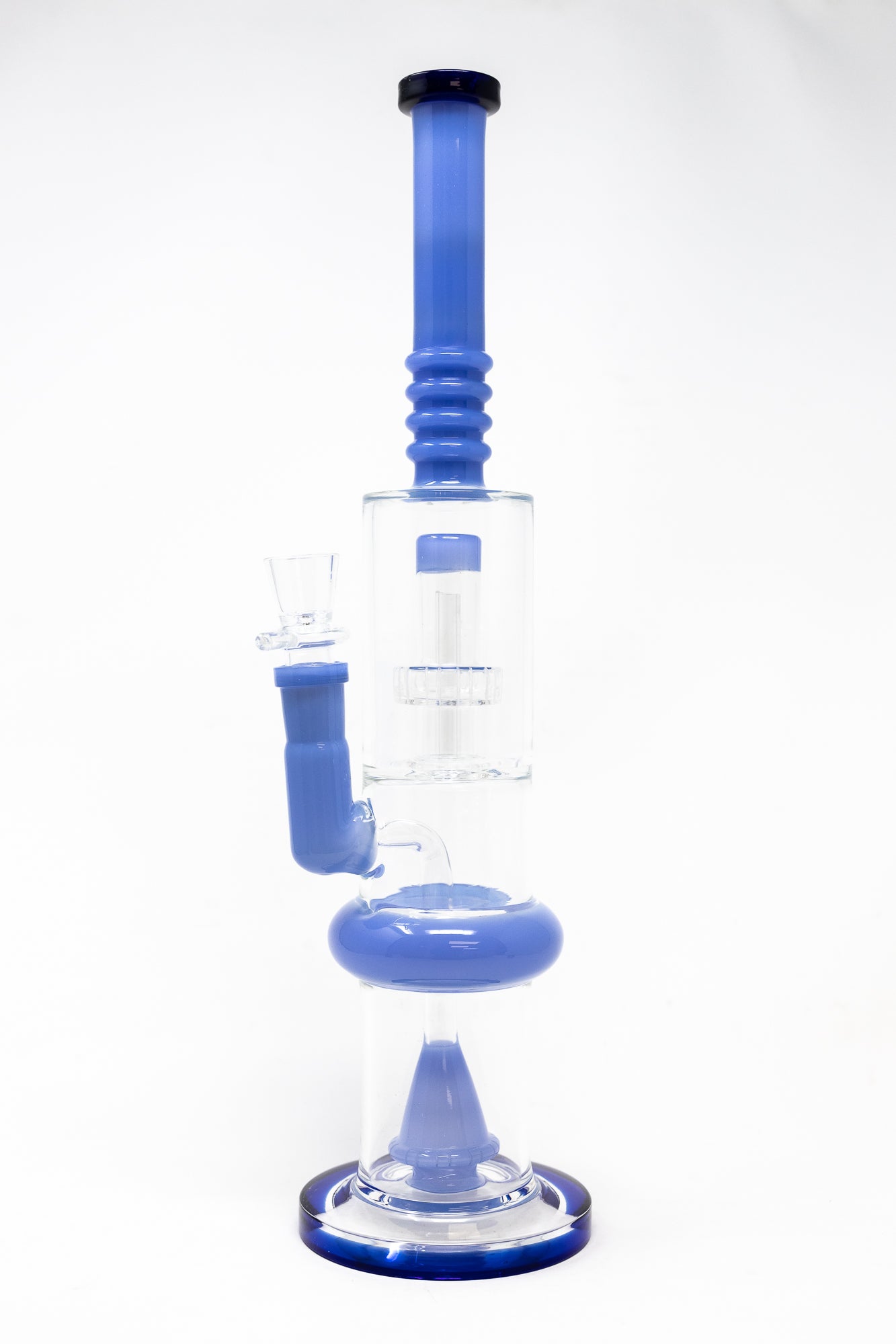 16" Blue Flat Base Double Percolator Bong