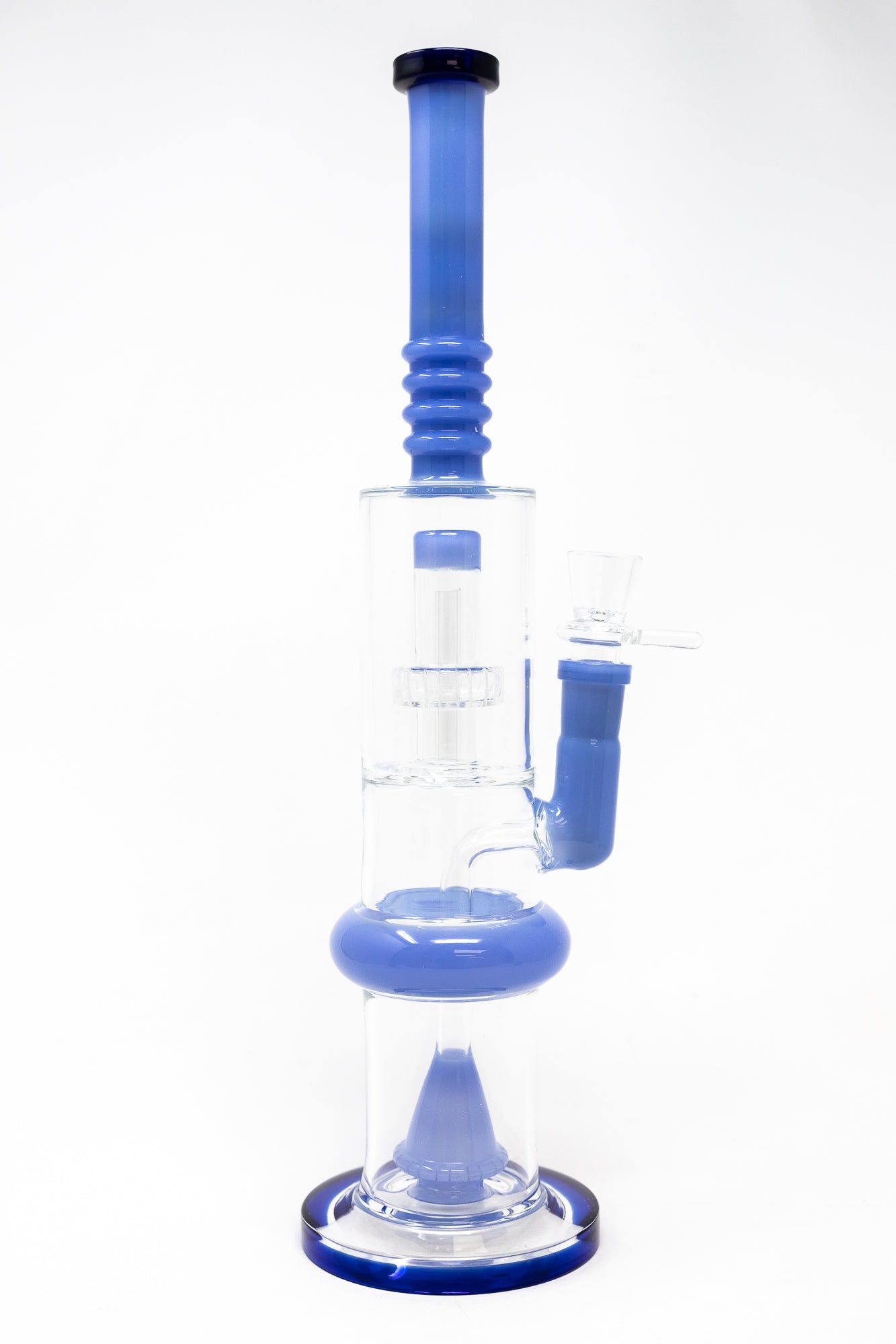 16" Blue Flat Base Double Percolator Bong