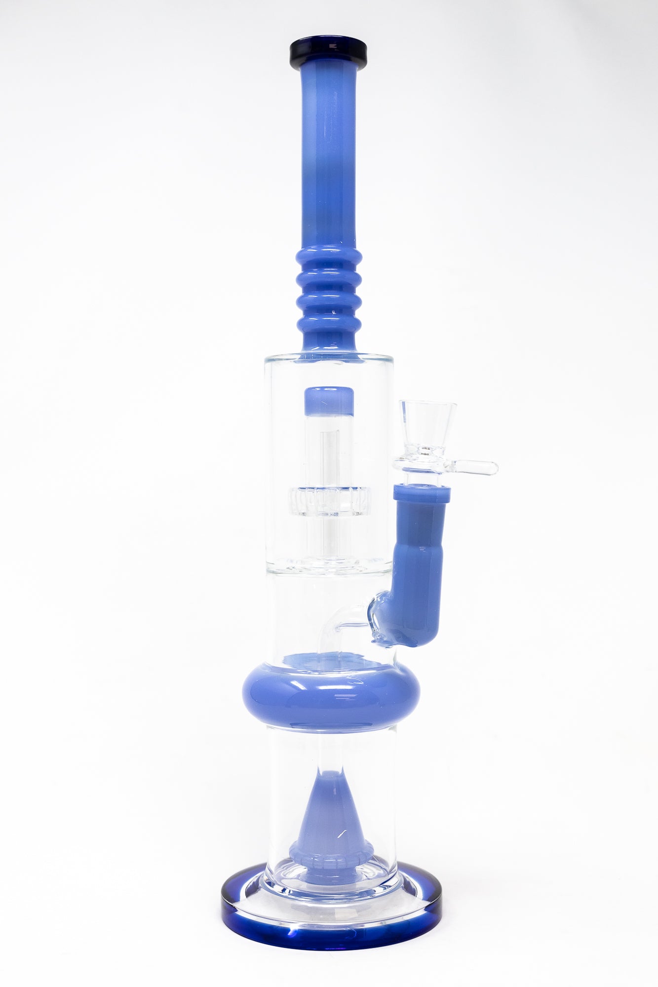 16" Blue Flat Base Double Percolator Bong