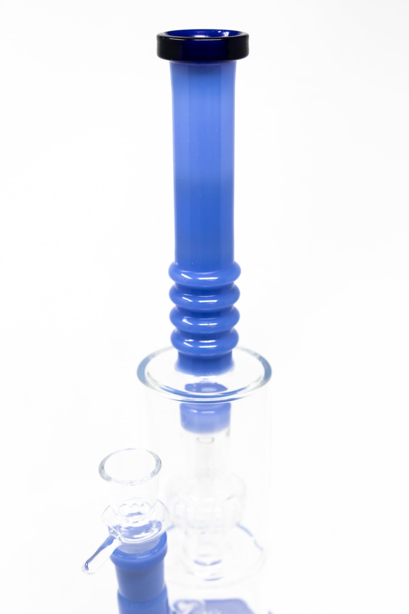 16" Blue Flat Base Double Percolator Bong