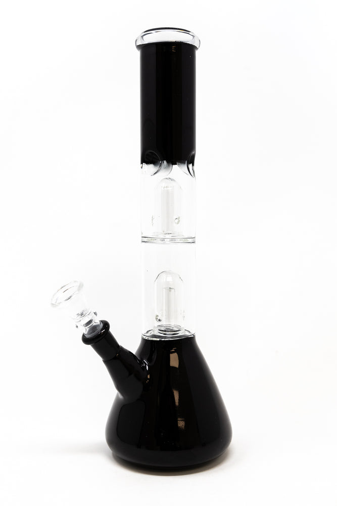 12" Black Double Percolator Bong