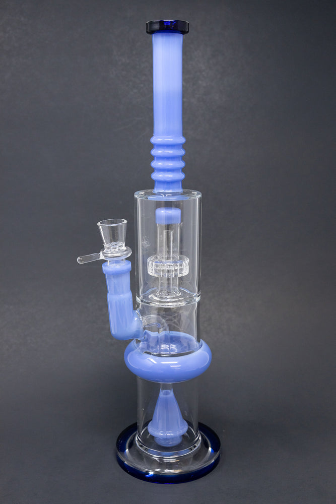 16" Blue Flat Base Double Percolator Bong