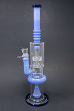 16" Blue Flat Base Double Percolator Bong