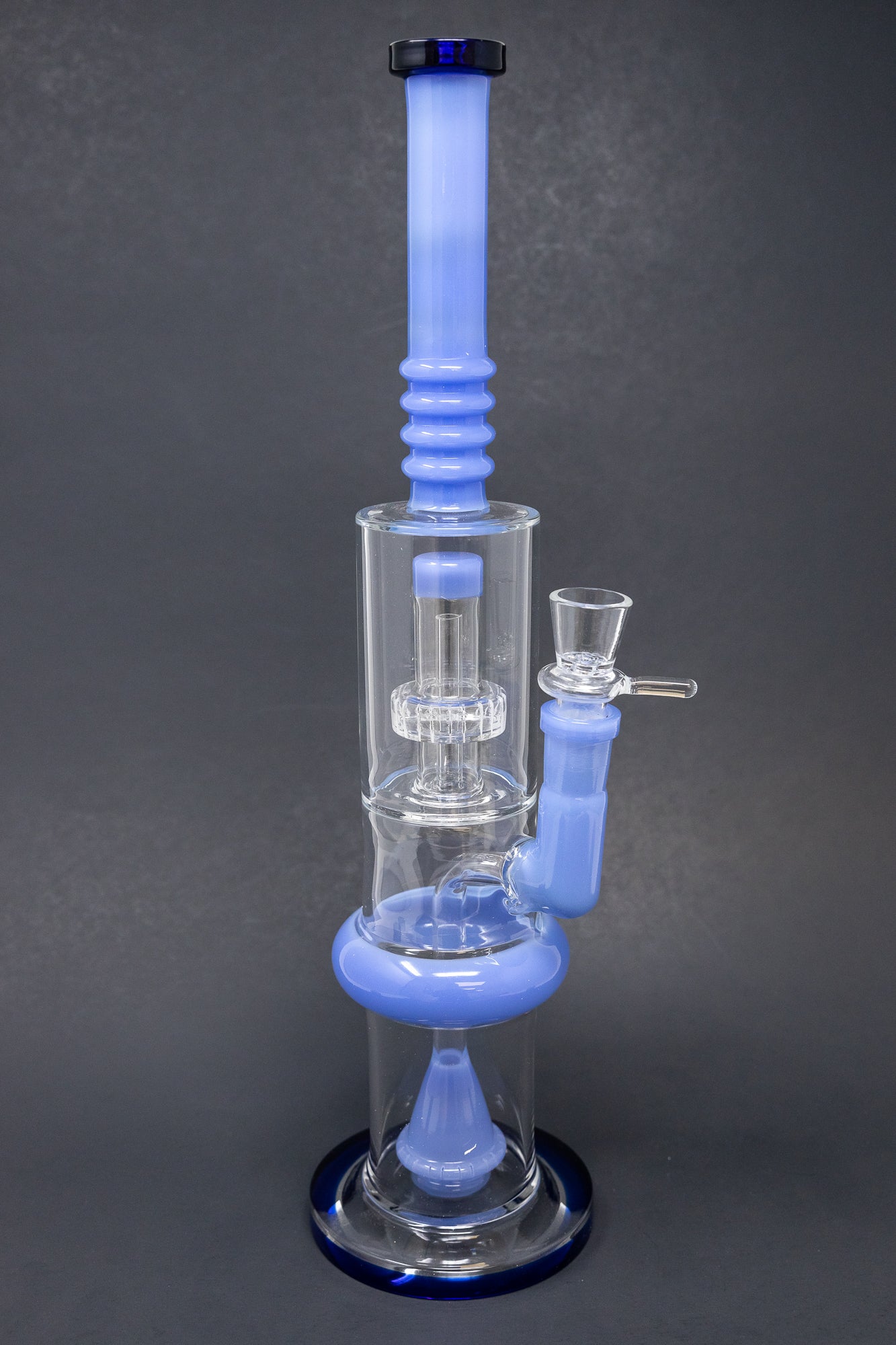 16" Blue Flat Base Double Percolator Bong