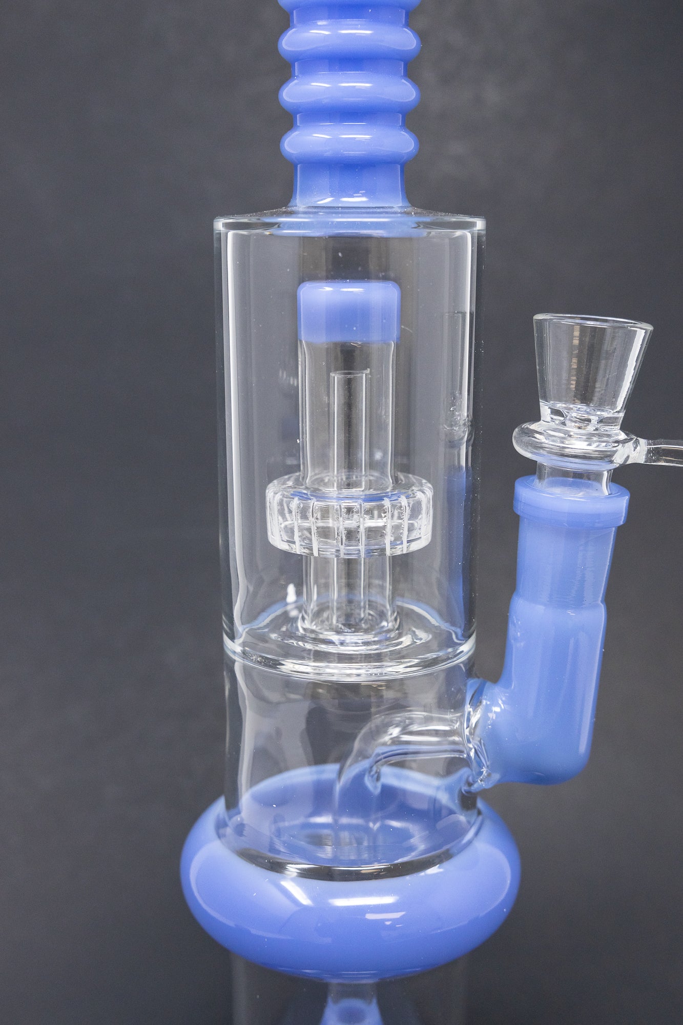 16" Blue Flat Base Double Percolator Bong