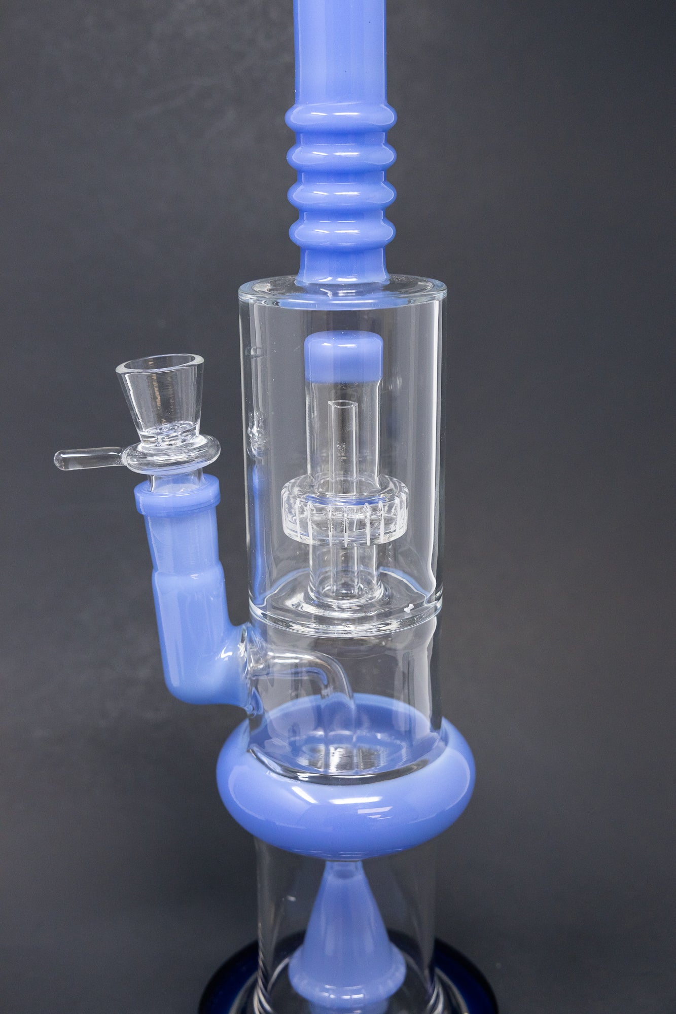 16" Blue Flat Base Double Percolator Bong