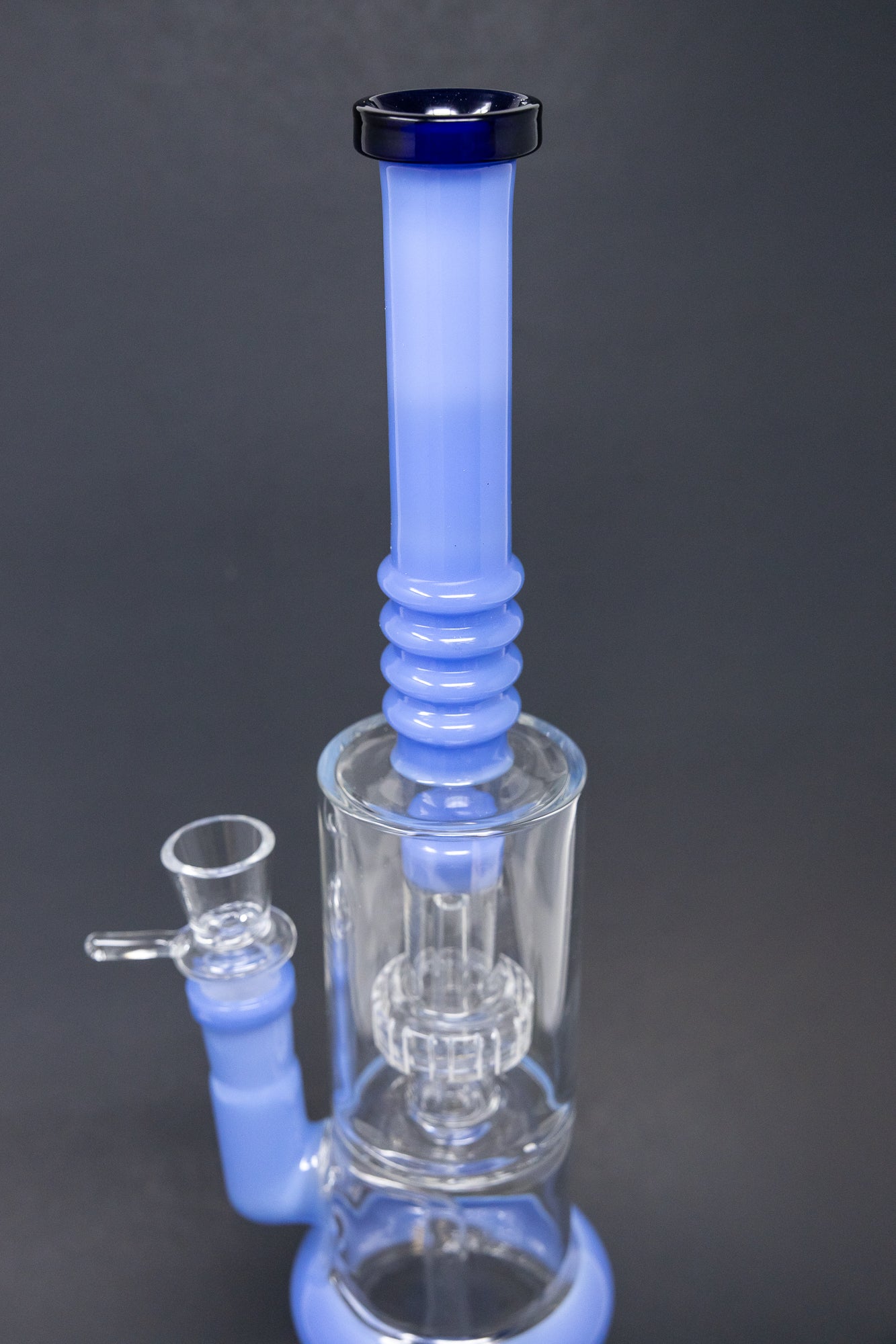 16" Blue Flat Base Double Percolator Bong