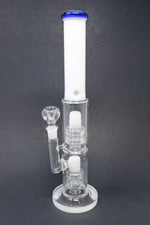 14" Stoned Genie White Double Percolator Side Joint Bong