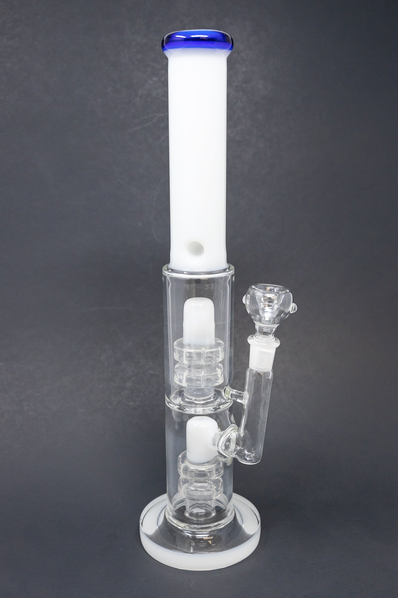 14" Stoned Genie White Double Percolator Side Joint Bong
