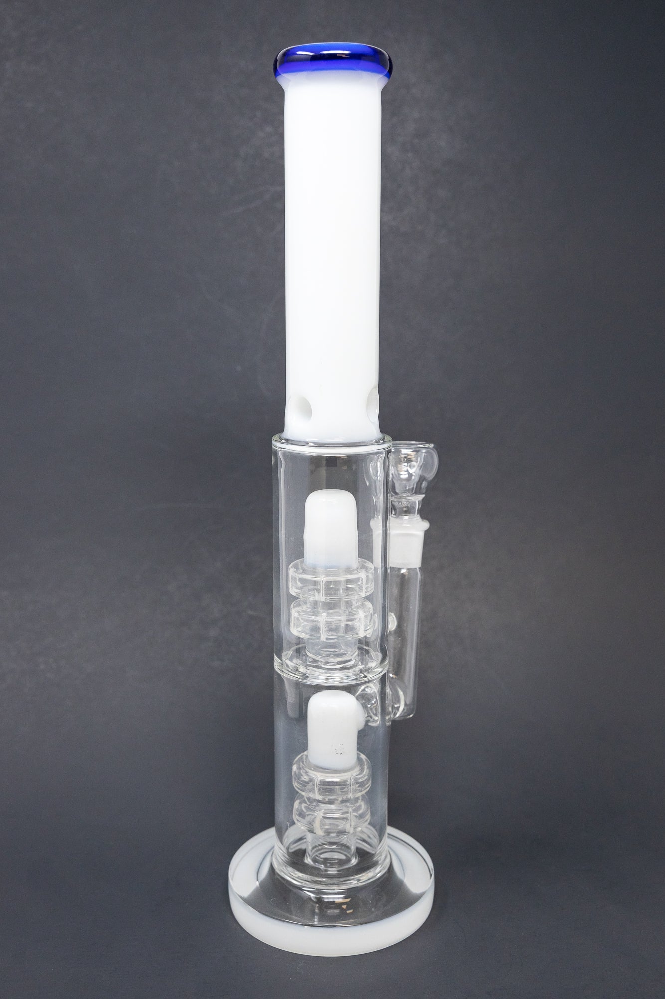 14" Stoned Genie White Double Percolator Side Joint Bong