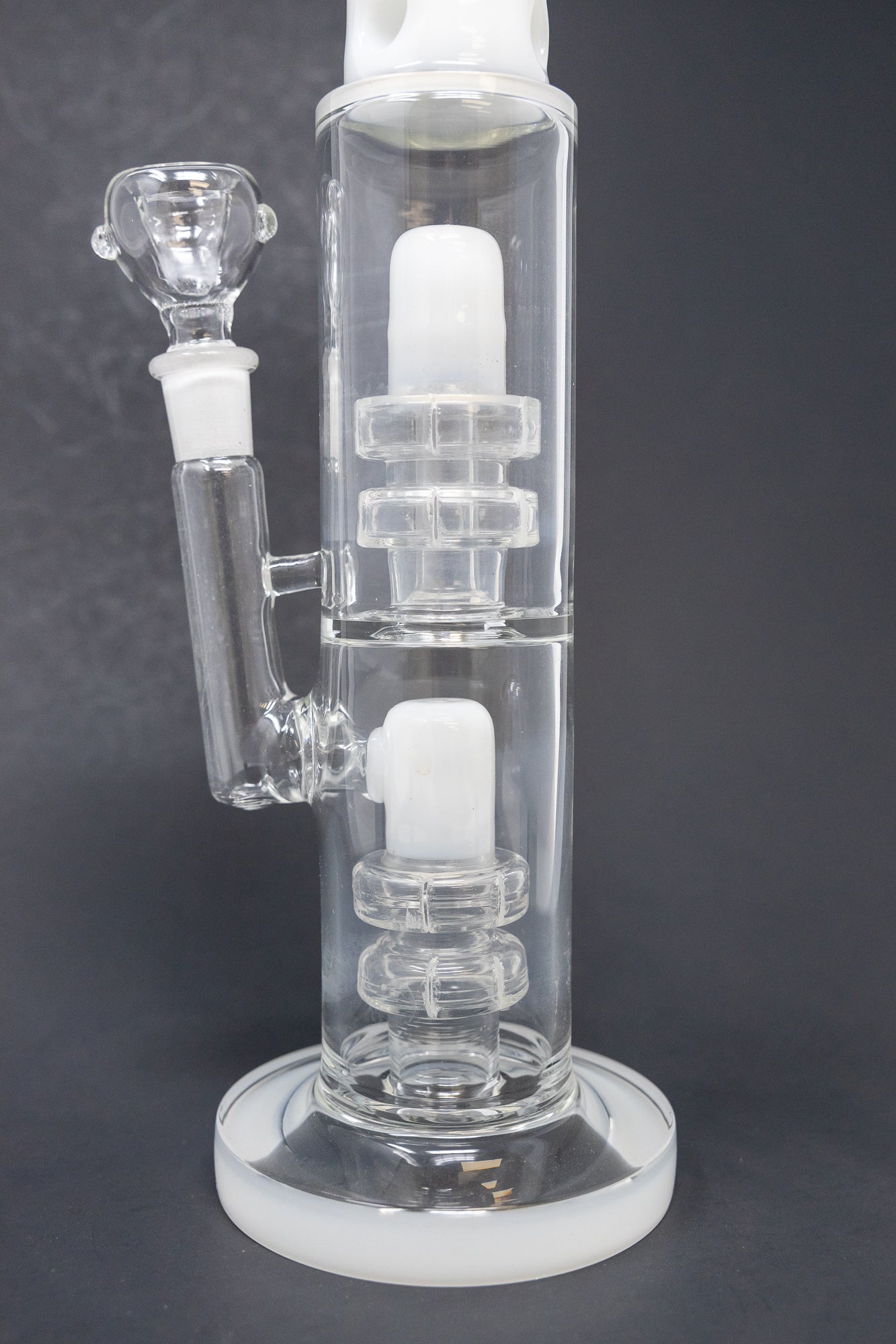 14" Stoned Genie White Double Percolator Side Joint Bong