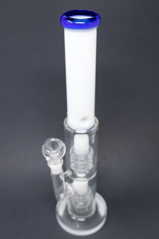 14" Stoned Genie White Double Percolator Side Joint Bong