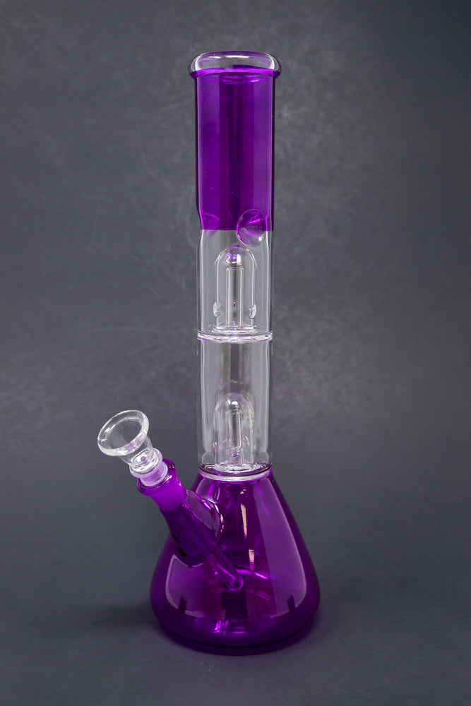 12" Purple Double Percolator Bong