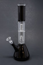 12" Black Double Percolator Bong