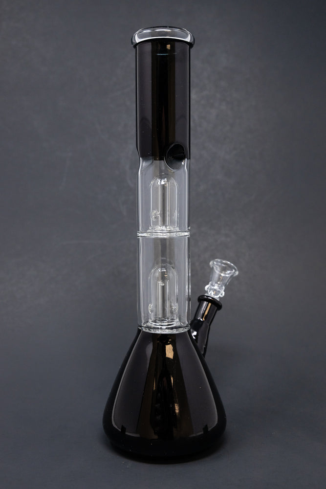 12" Black Double Percolator Bong