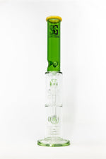 14" Stoned Genie Green Double Percolator Bong