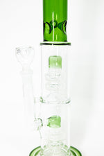 14" Stoned Genie Green Double Percolator Bong