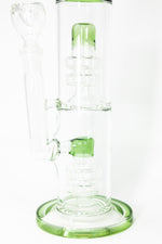 14" Stoned Genie Green Double Percolator Bong