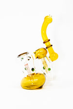 7" Premium Heavy Amber Double Chamber Bubbler w/ Carb Hole