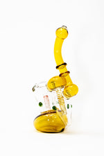 7" Premium Heavy Amber Double Chamber Bubbler w/ Carb Hole