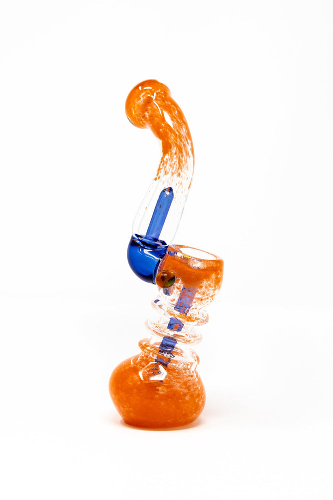 7" Orange/Blue Sherlock Glass Bubbler w/ Percolator