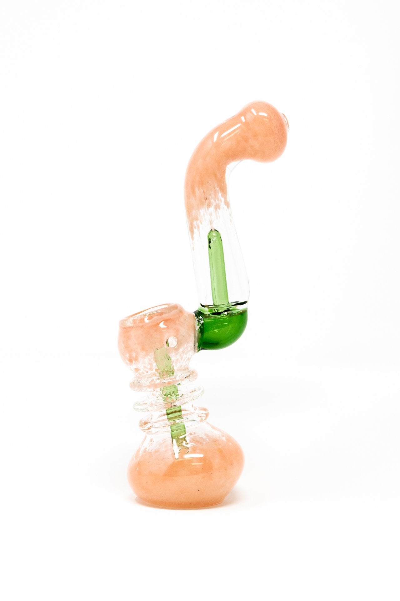 7" Pink/Green Sherlock Glass Bubbler w/ Percolator