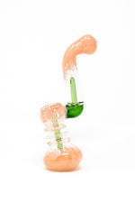 7" Pink/Green Sherlock Glass Bubbler w/ Percolator