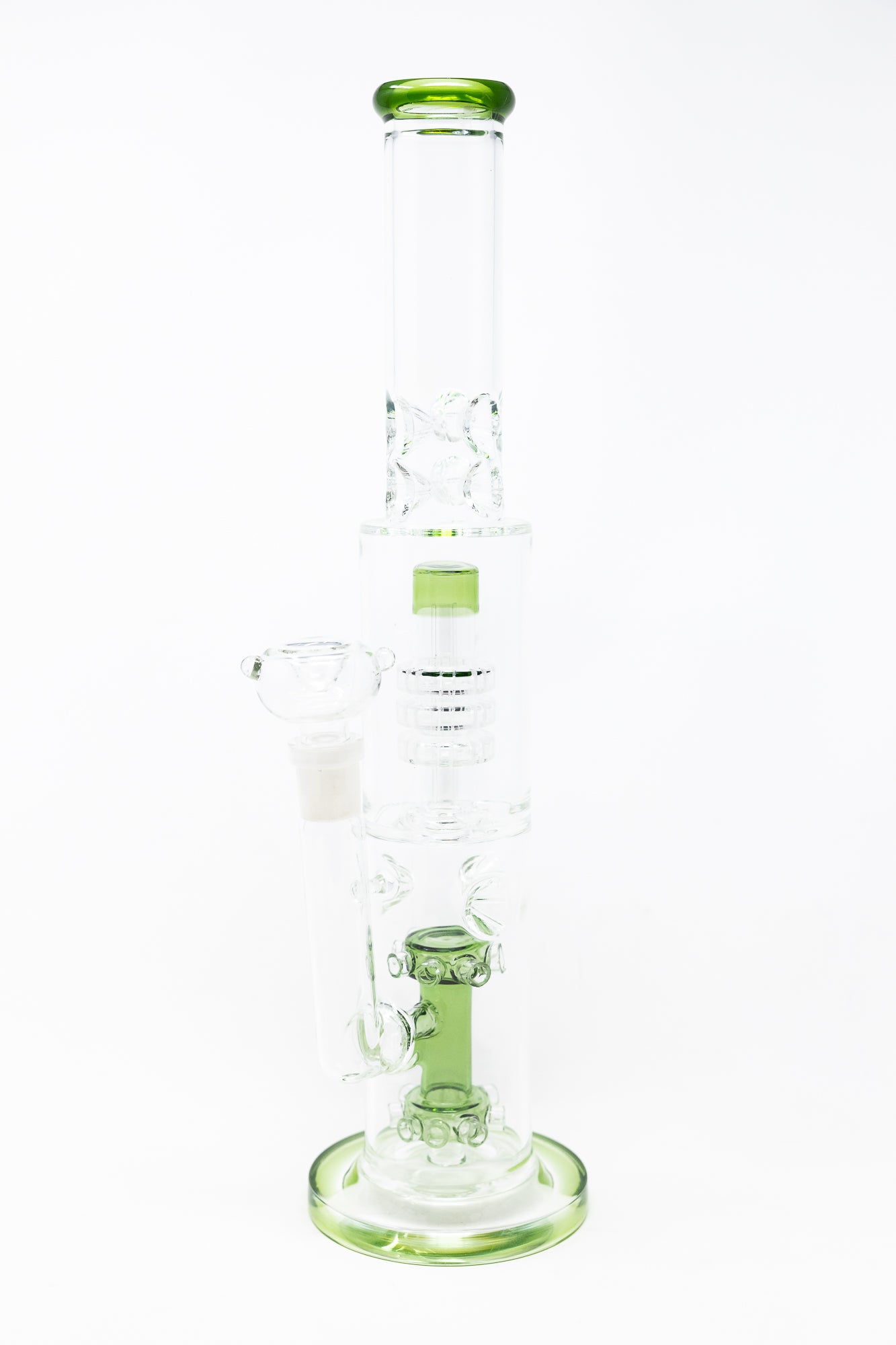 15" Green Double Percolator Bong w/ Ice Catcher
