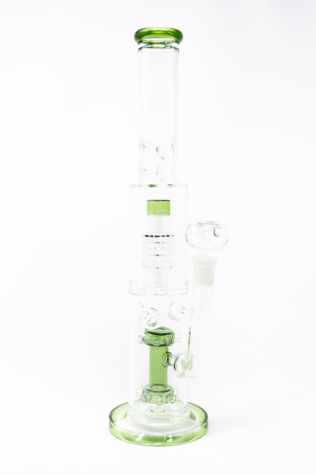 15" Green Double Percolator Bong w/ Ice Catcher