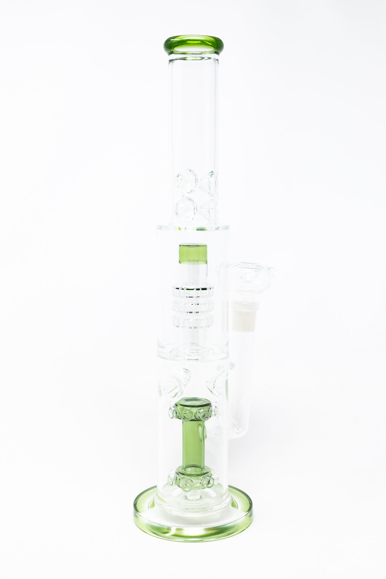 15" Green Double Percolator Bong w/ Ice Catcher