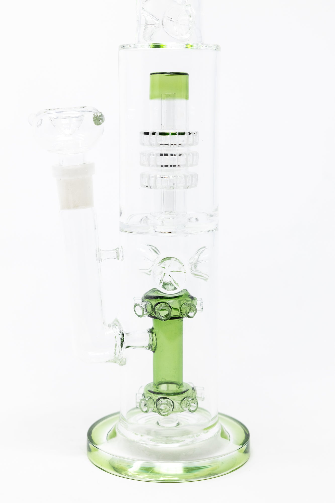 15" Green Double Percolator Bong w/ Ice Catcher