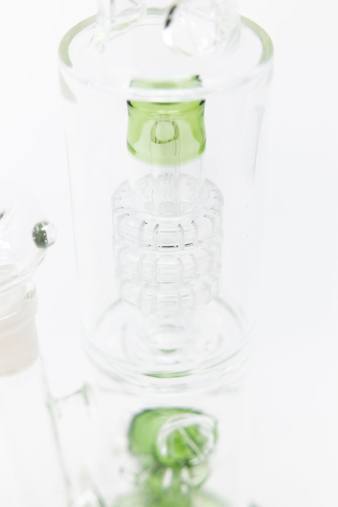15" Green Double Percolator Bong w/ Ice Catcher