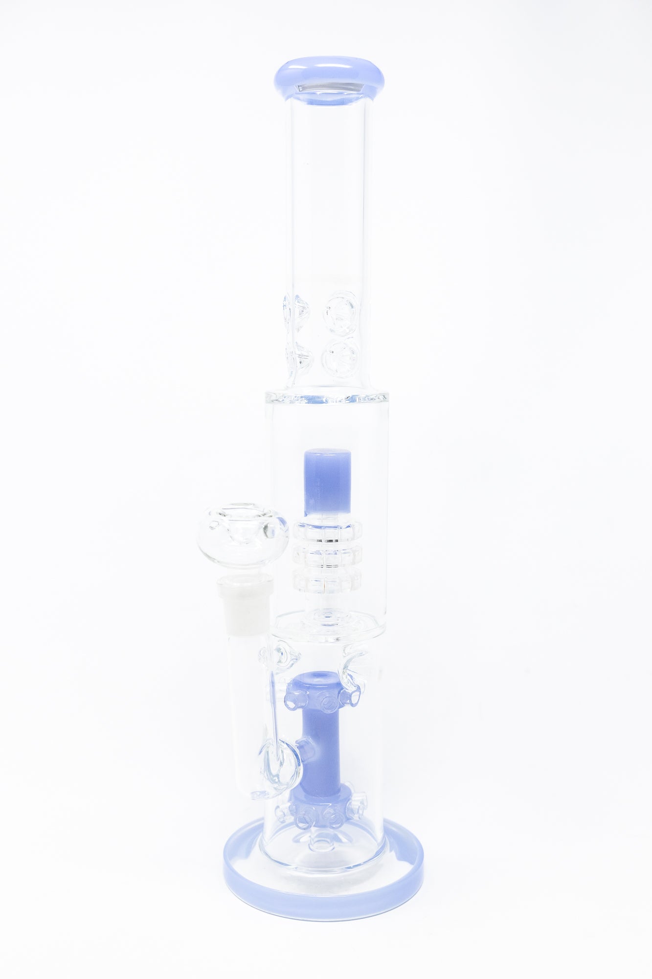 15" Milky Blue Double Percolator Bong w/ Ice Catcher