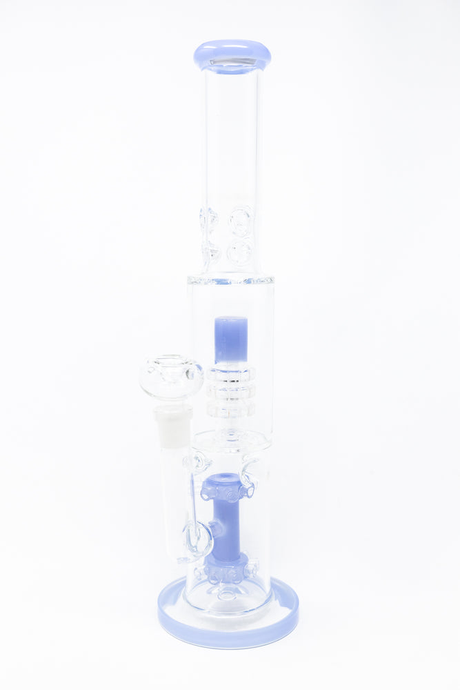 15" Light Blue Double Percolator Bong w/ Ice Catcher