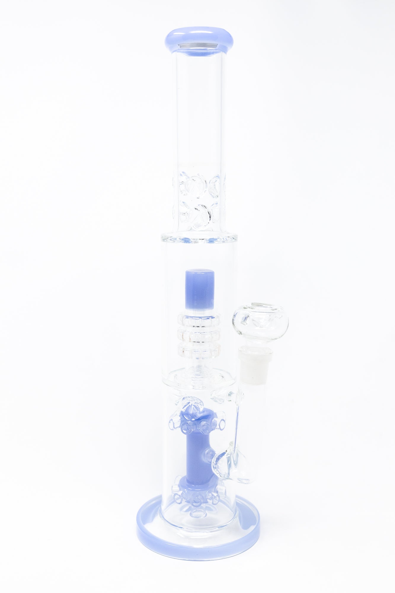 15" Milky Blue Double Percolator Bong w/ Ice Catcher