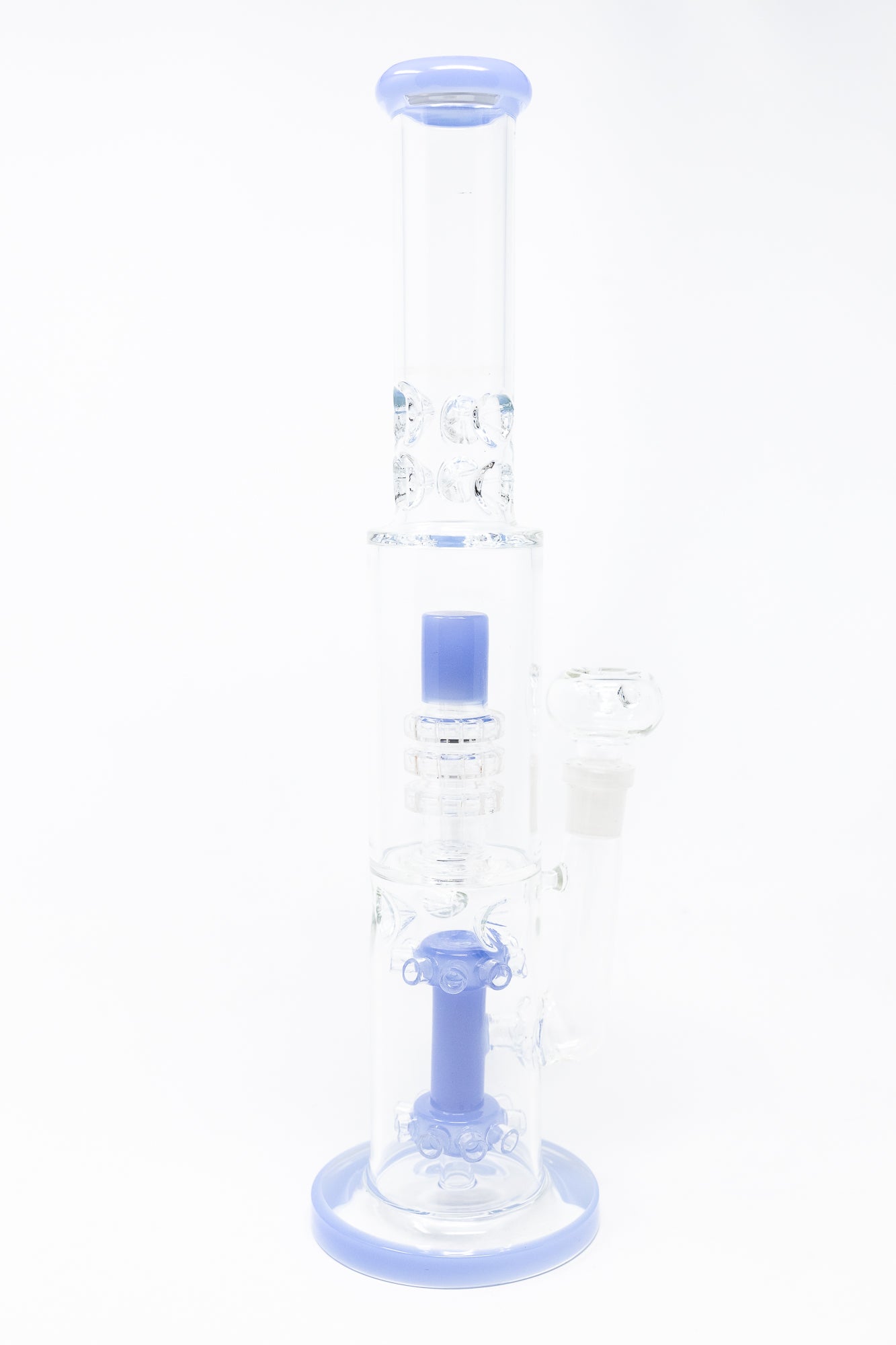 15" Milky Blue Double Percolator Bong w/ Ice Catcher