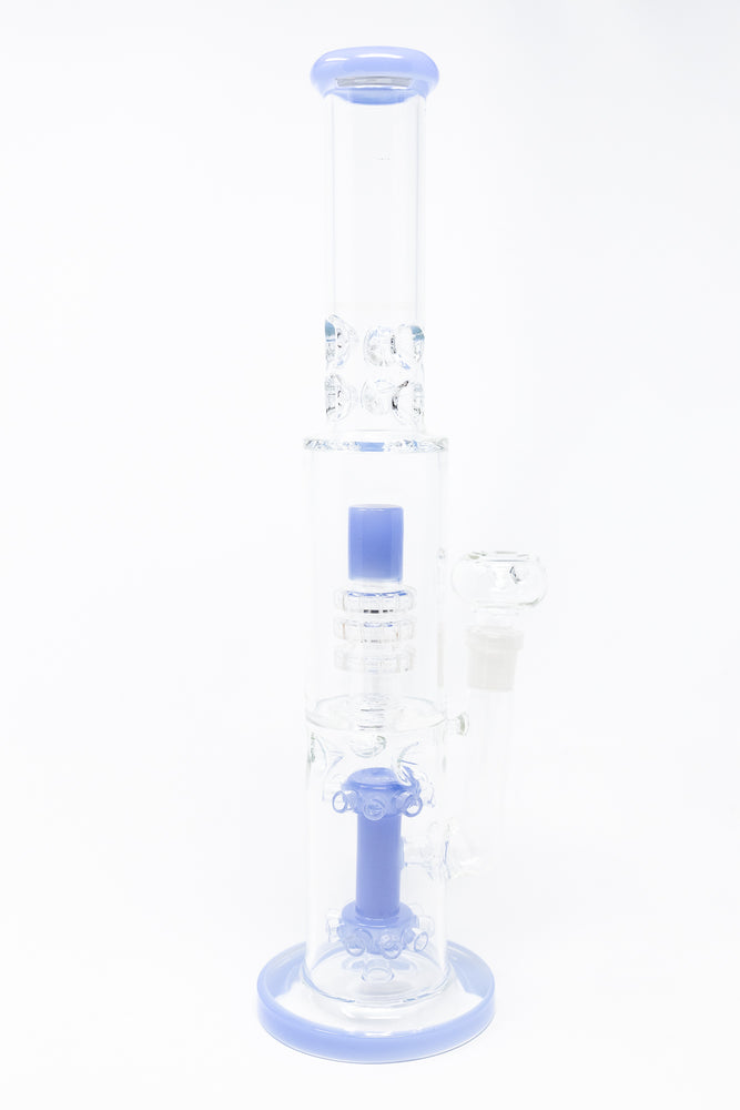 15" Light Blue Double Percolator Bong w/ Ice Catcher
