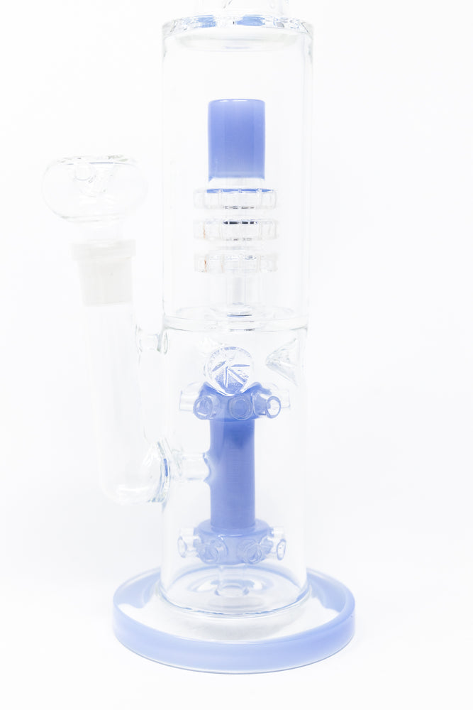 15" Light Blue Double Percolator Bong w/ Ice Catcher