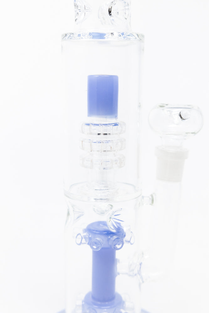 15" Light Blue Double Percolator Bong w/ Ice Catcher