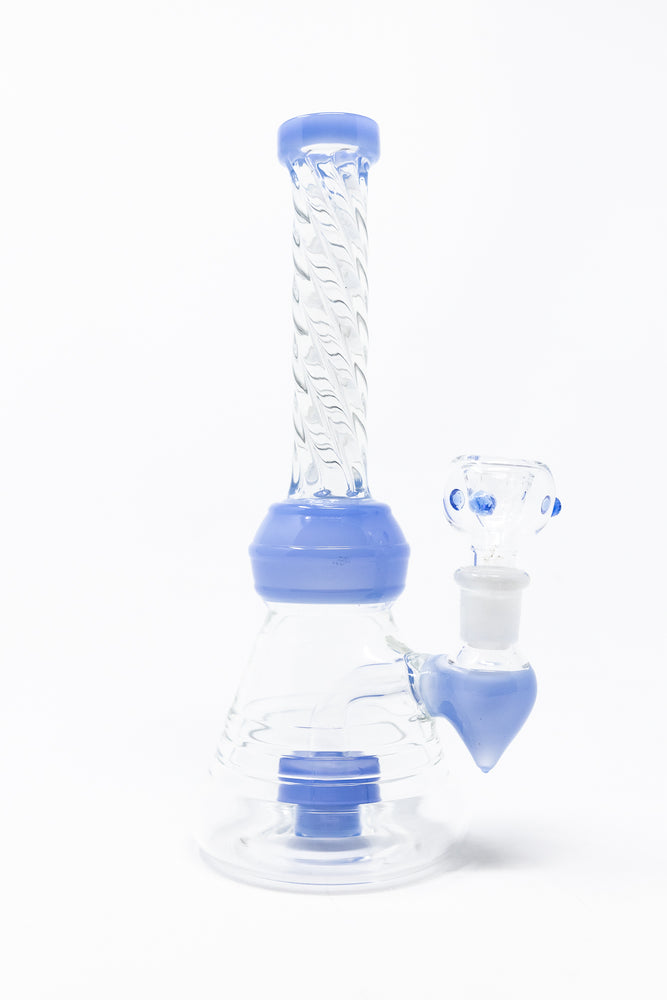 7" Blue Twisted Straight Neck Bong