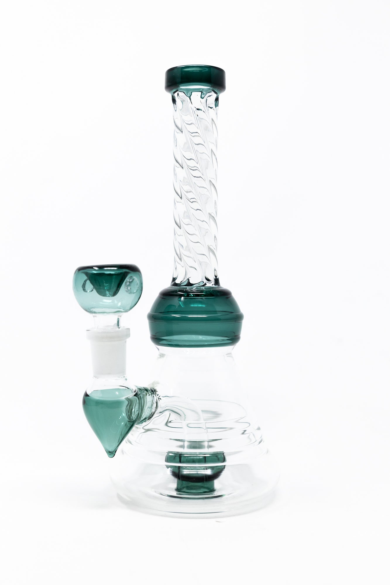 7" Dark Green Twisted Straight Neck Bong