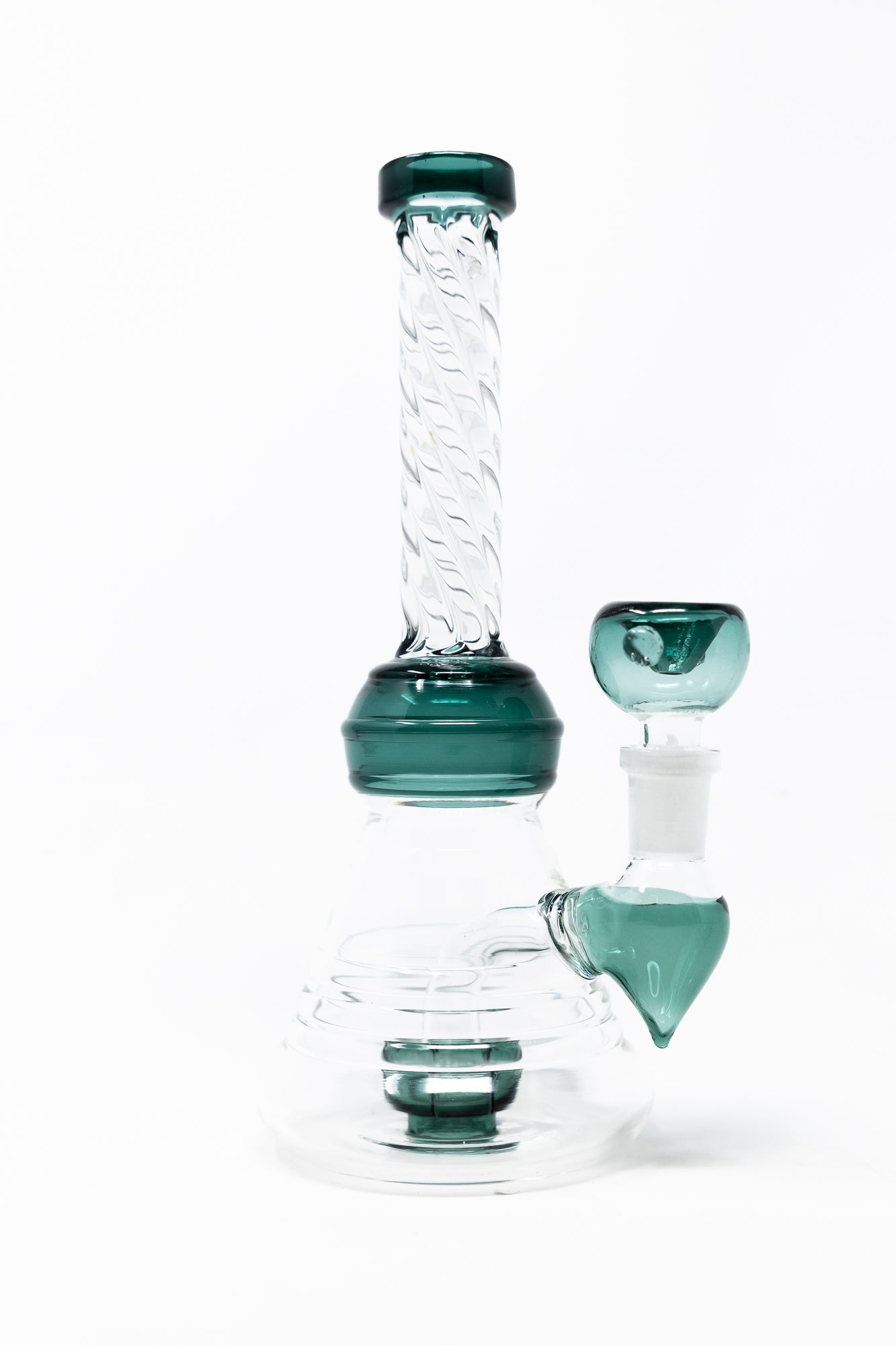 7" Dark Green Twisted Straight Neck Bong