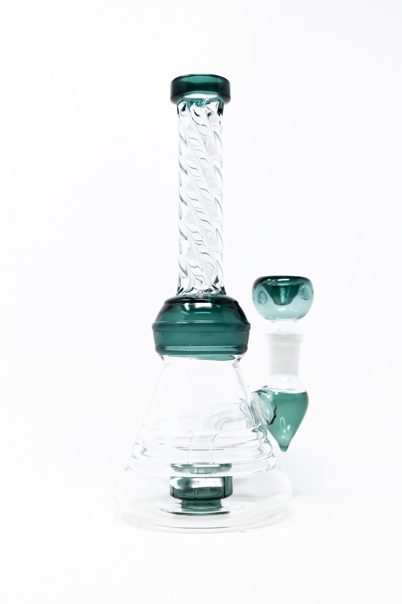 7" Dark Green Twisted Straight Neck Bong